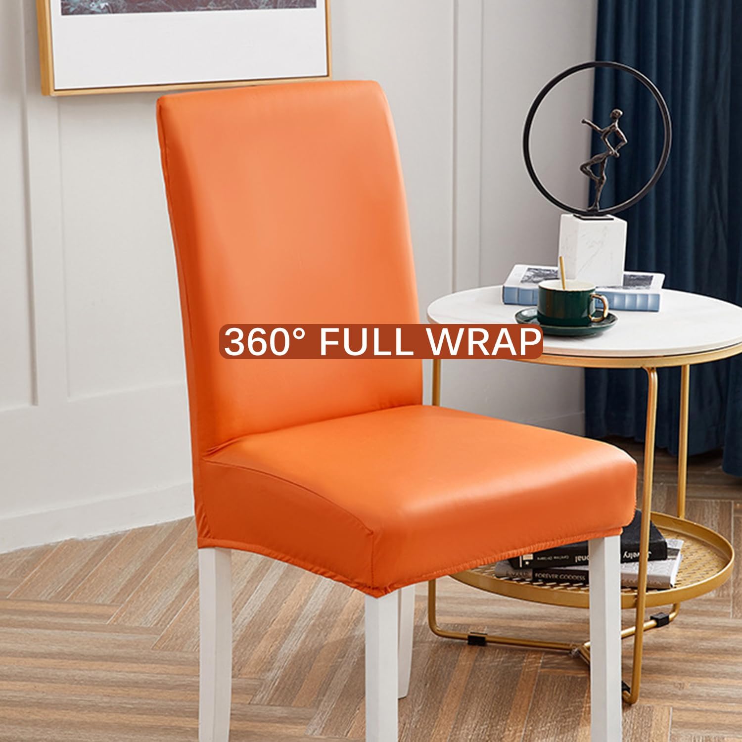 Greena,4pcs, Waterproof Dininig Chair Cover Slipcovers Set of 2/4 High Back Chair Cover Seat Slipcover Stretch Pu Leather Fabric Removable Chair Protectors for Kitchen Restaurant