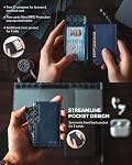 VULKIT Card Holder with ID Window Pop Up Cards Slim Leather Wallet RFID Protection Up to 12 Cards Card Case | with ID Window