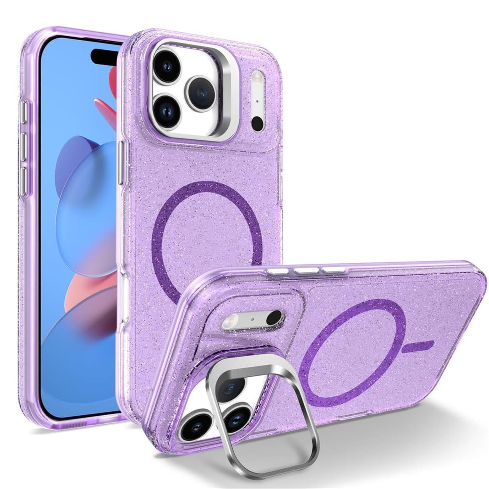 Coque iPhone 17 Pro Max violette antichoc avec cache objectif magnétique - 2