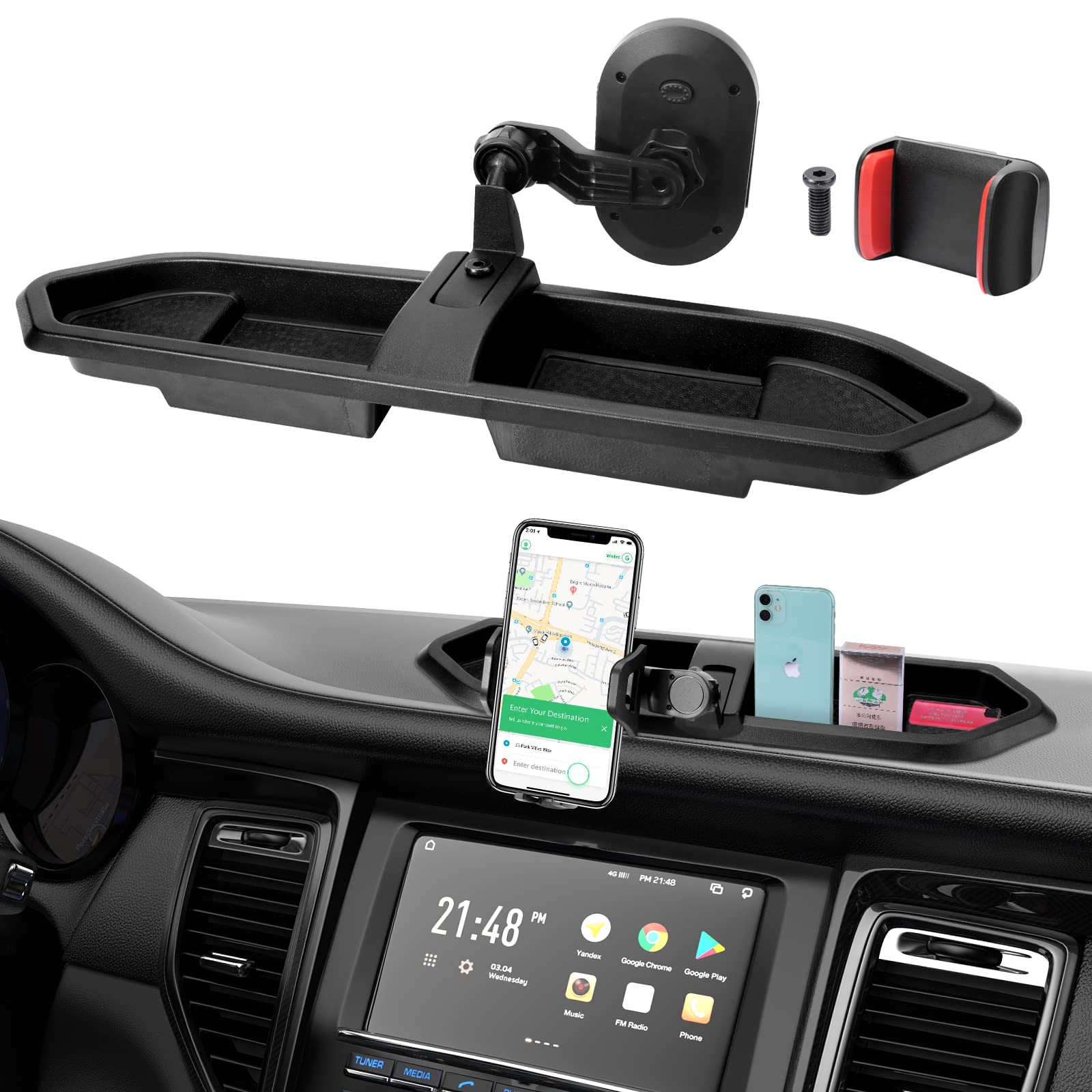 Buy Kaishengyuan Upgraded Phone Mount , Phone Holder Dash Storage Tray