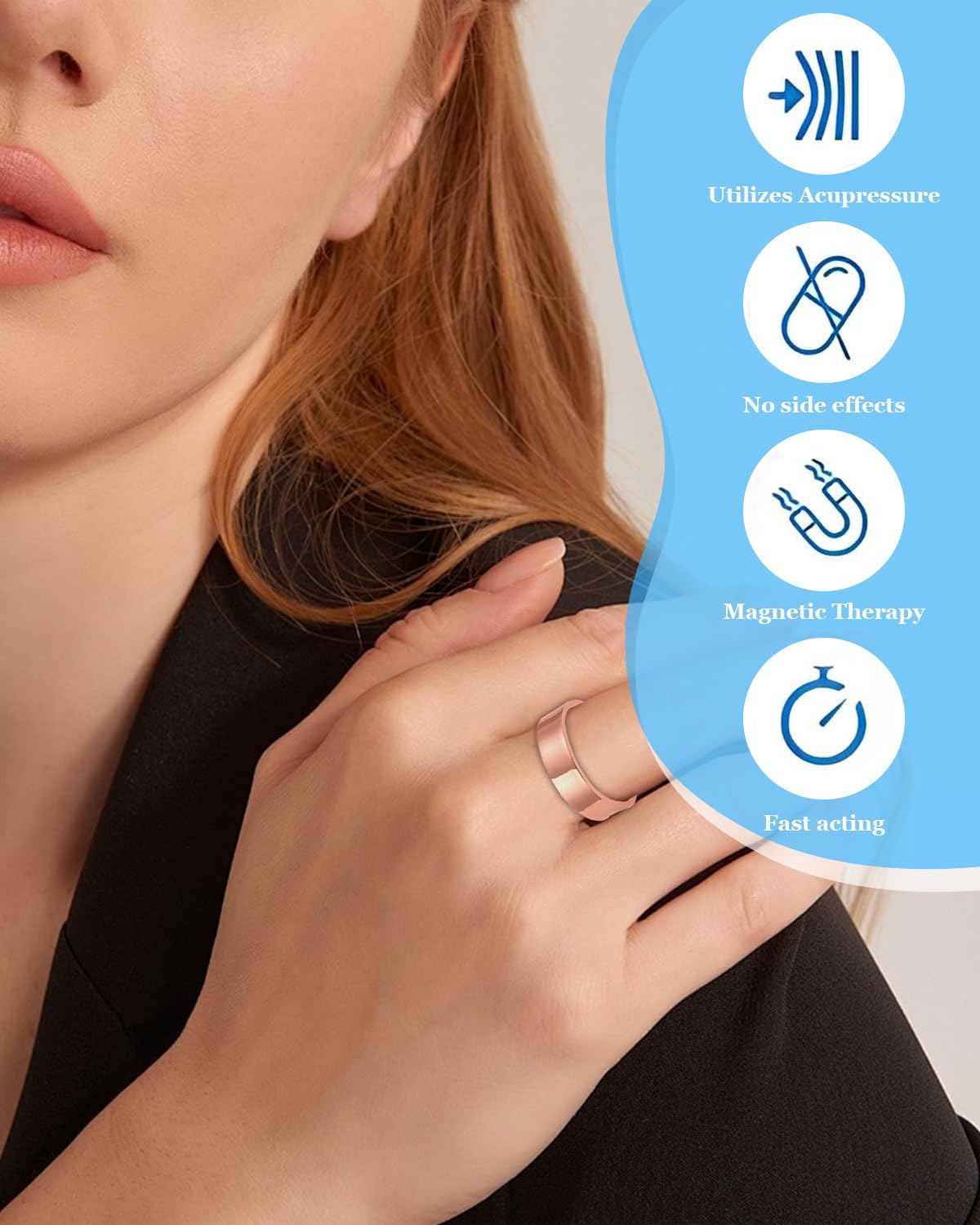 5pcs Anillos De Terapia Magnética,Anillo Magnético Drenaje Linfático,Anillo Abierto para Hombre y Mujer, Juego de Anillos, Con bolsa de almacenamiento