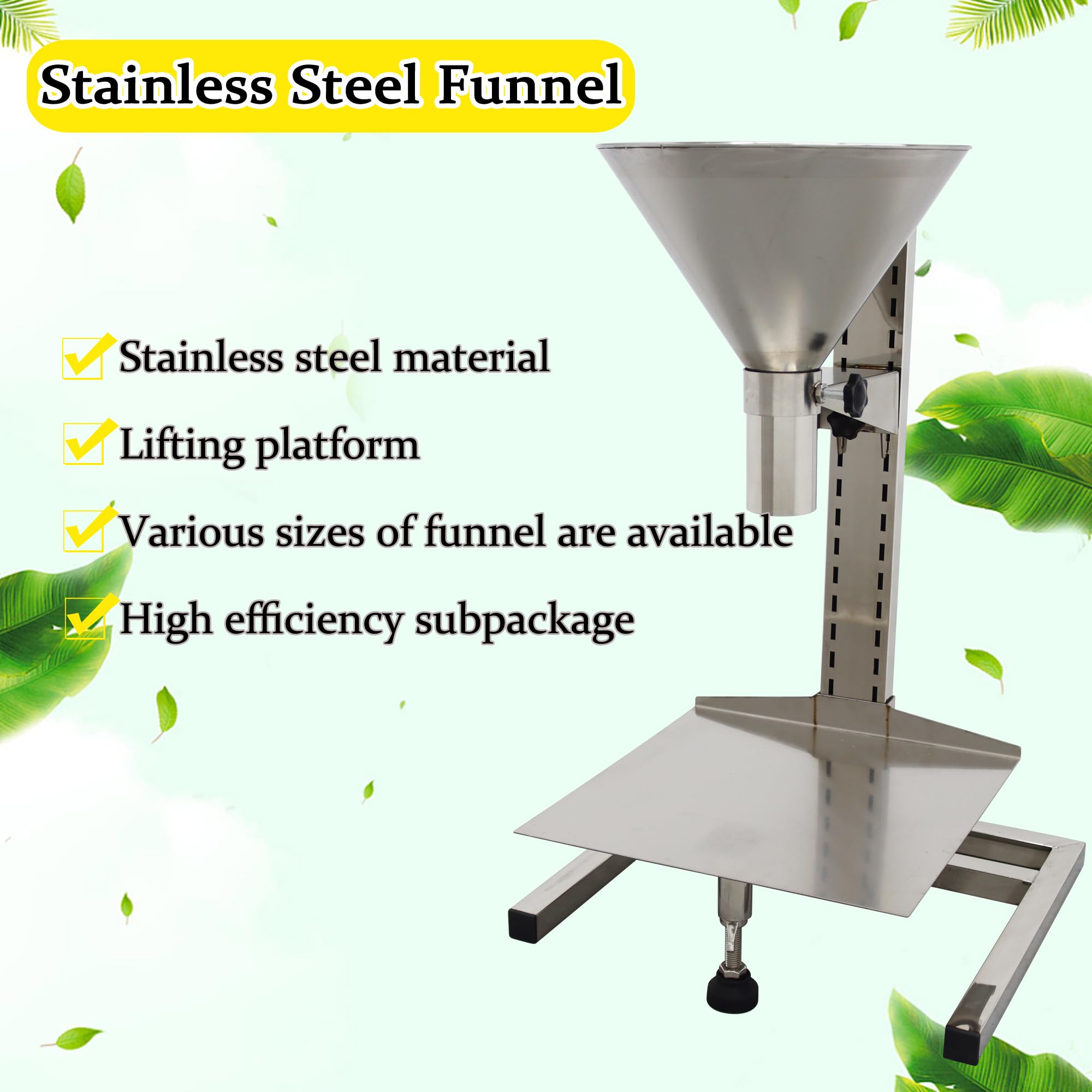 HQHAOTWU Stainless Steel Funnels ?with Support Stand Dispensing Funnel Stainless Steel Feeding Hopper for Powder Paste Liquid and Granule 1.5 in