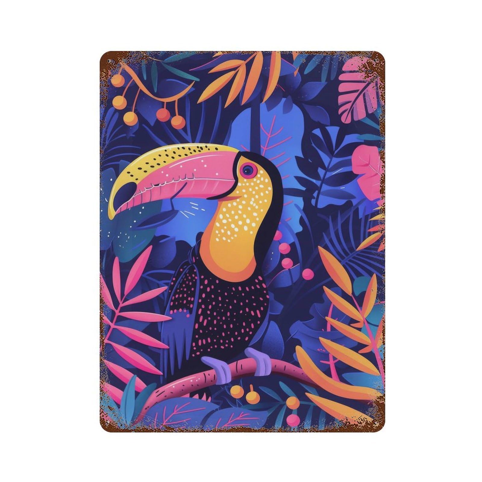 Toucan Abstract Flat Vintage Metal Tin Sign 15.7"x11.8", for Garage, Bar And Workshop Decor, Novelty Wall Decor