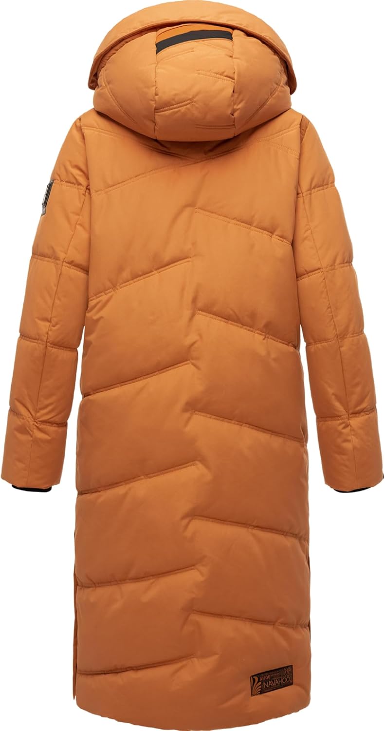 Navahoo Winterjas voor dames, warme gewatteerde jas, lang, met capuchon, knuffelmausi, S-XXL, rood (rouge), XXL