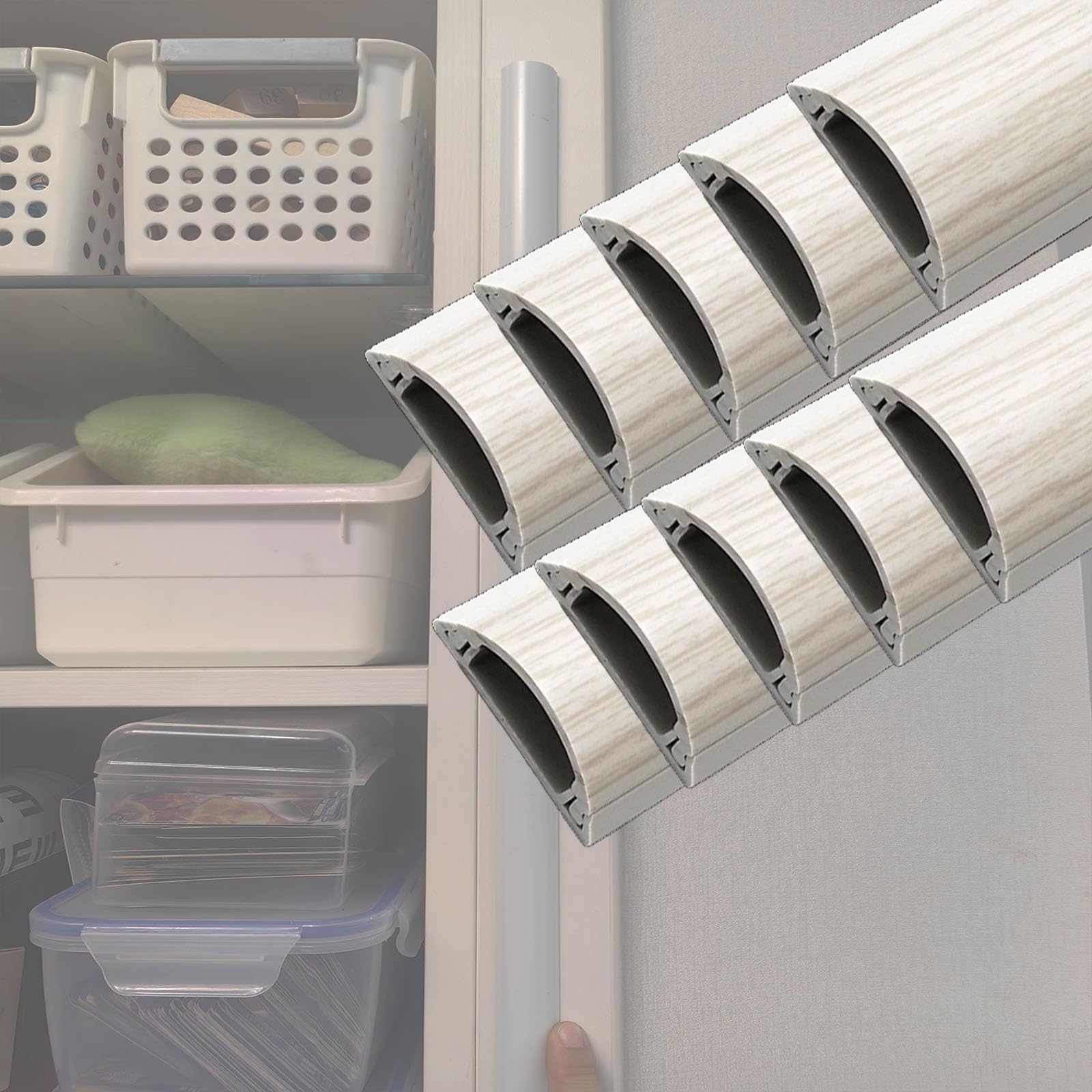 canalina passacavi muro Kit canalina per cavi per casa, larghezza esterna 22 30 50 70 mm, copertura per canalina per cavi in ​​PVC spesso con retro adesivo(10 PCS,W 50 MM L 100 CM)