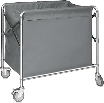 Suuiwau Laundry Basket, Wheeled Stainless Steel Foldable Trolley | 100kg Load Capacity, Commercial Laundry Storage Organizer for Home & Hotel, Size 87 x 52 x 78 cm