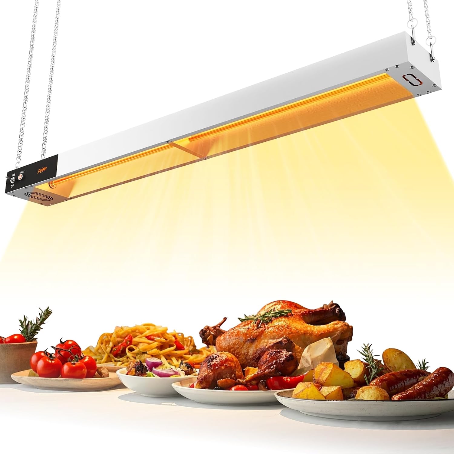 Food Heat Lamp, 48 Inch Commercial Food Heat Lamp Strip Heater, Stainless Steel Heat Lamp for Food, 1300W Infrared Food Warmer for Buffet, Cafeteria, Restaurant, Kitchen 48Inch