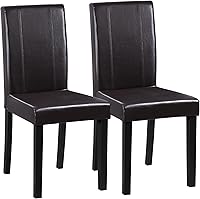 Vista 11 de SUPER DEAL Juego de 4 sillas de comedor de piel sintética con patas de madera, resistentes al agua y al aceite, elásticas, sillas de cocina