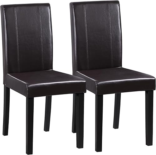 Miniatura 11 de SUPER DEAL Juego de 4 sillas de comedor de piel sintética con patas de madera, resistentes al agua y al aceite, elásticas, sillas de cocina,