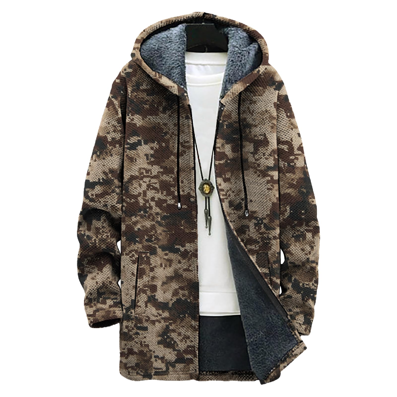 Western Big and Tall Mens Full-Zip Fleece Lined Jacket Bold Artistic Print Comfy Travel Daily Vacation Coat