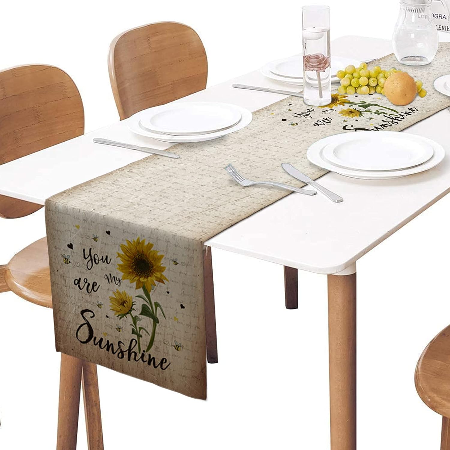 Buy Zereaa Table Runner Yellow Vintage Sunflower Table Runner 70 Inches Long