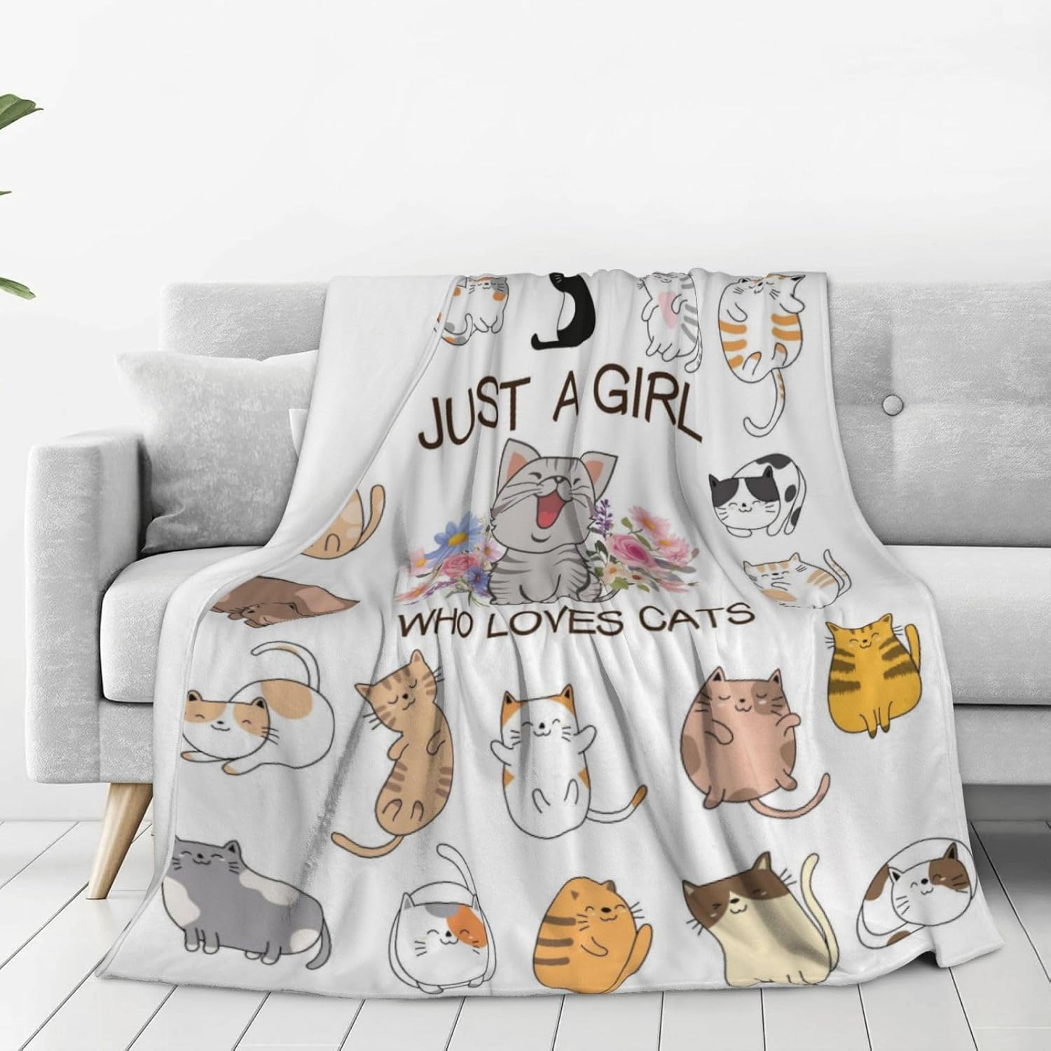 Just a Girl Who Loves Cats Blanket, Super Soft Kitty Throw for Cat Lovers, Cute Cat Stuff Gift for Women & Girls, Suitable for Sofas, Bedrooms, and Travel (50"x40", cat) - Image 7