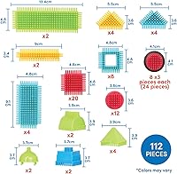 Vista 7 de Battat Bloques de cerdas - Bloques de construcción entrelazados STEM - Juego de 112 piezas - Juguetes de desarrollo para niños pequeños y niños