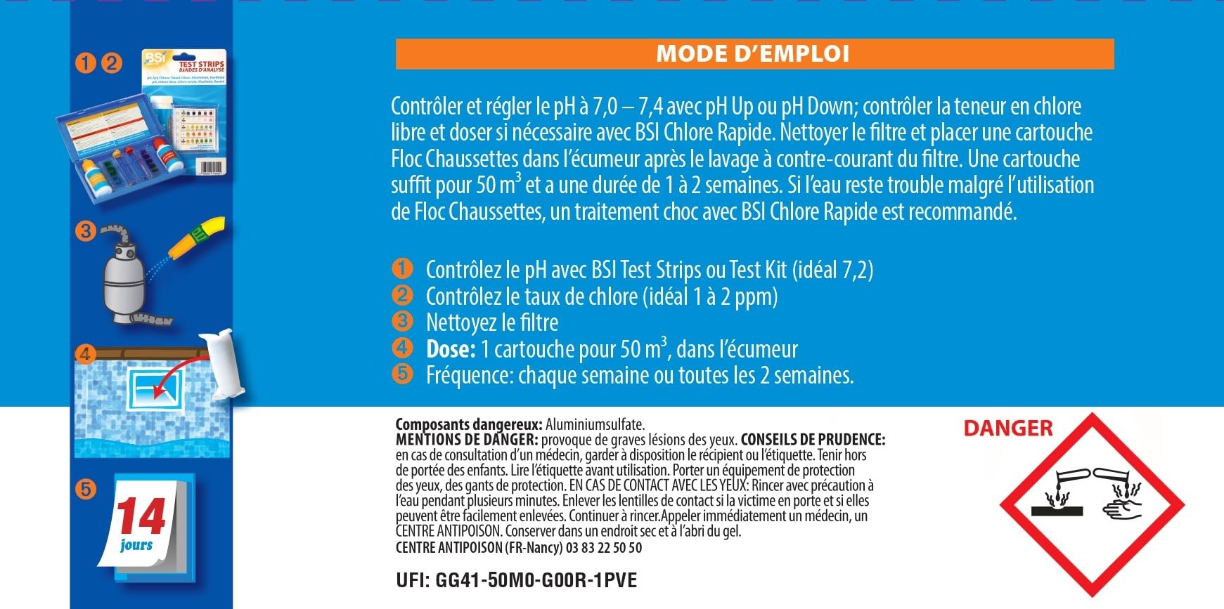 Chaussettes Floculantes Longue Durée Spécial Piscine 8 x 125g