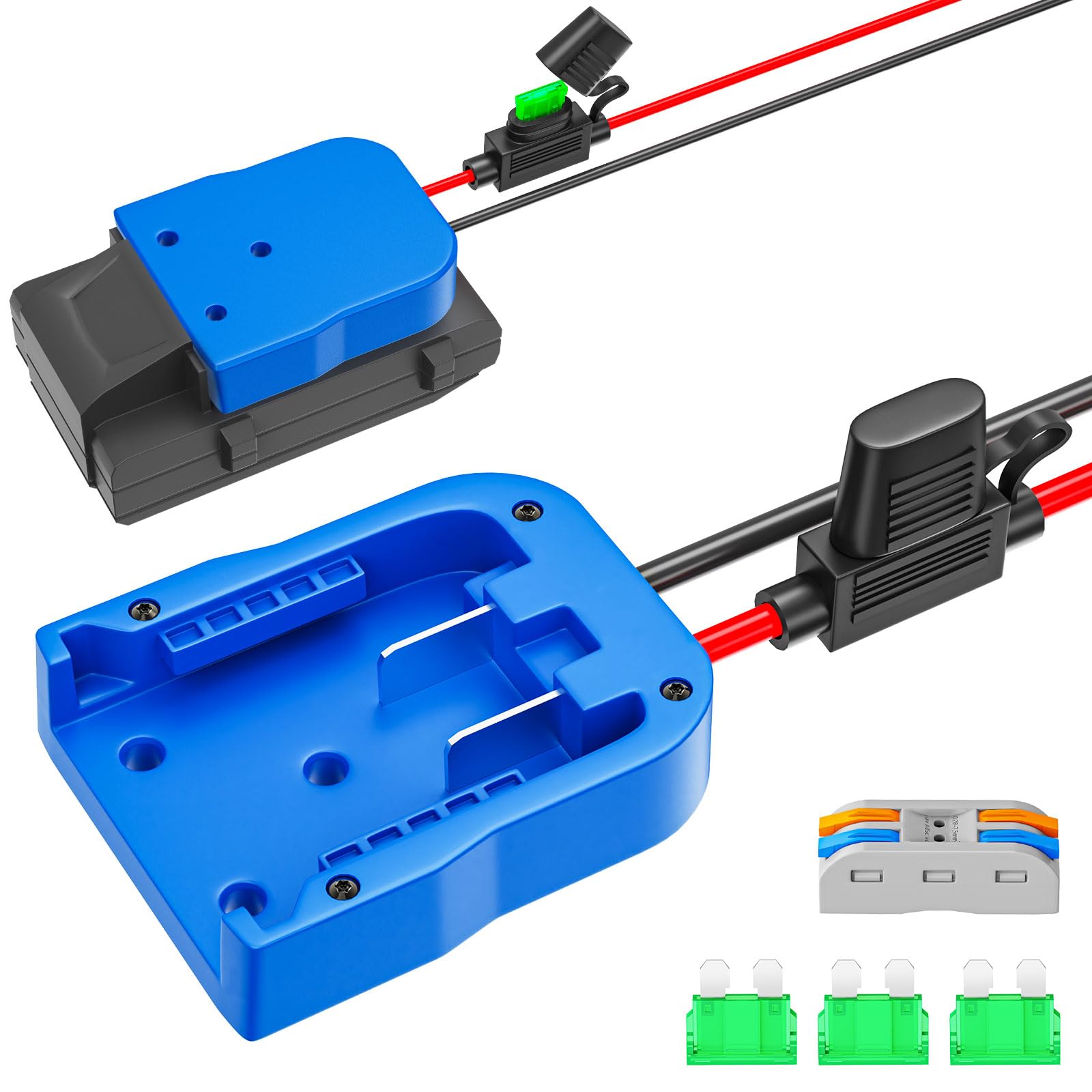Power Wheel Adapter for Kobalt 24V Battery Adapter with Fuse & Wire Terminal 14 Gauge Wire Power Convertor for DIY RC Trucks RC Toys Robotics Work Lights