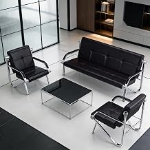 Kinfant Waiting Room Chairs with Arms, Modern Office Guest Chair Set of 2, Lounge Bench Chair for Beauty Salon Barbershop Airport Bank Hall Conference Room, Brown