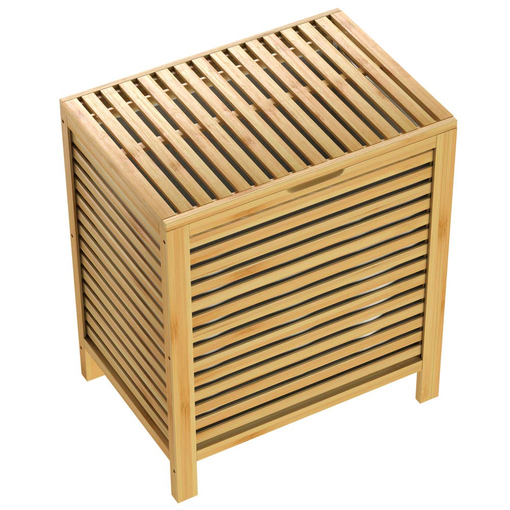 CASARIA® Cesto para Ropa Sucia de Bambú 70L con Tapa Canasto para Colada con Bolsa Extraíble Organizador de Lavandería y Baño Armario Rectangular Almacenamiento Mantas Cojines 62x51x36cm Natural