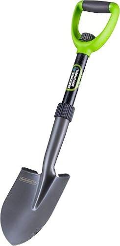 Earthwise Mini-pala plegable compacta de acero al carbono de 26,5 pulgadas con mango en D