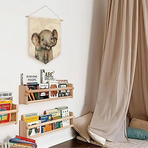 Miniatura 5 de Decoración de guardería de safari, pancarta de lienzo de acuarela de elefante, decoración de guardería de bosque, animal de acuarela para habitación