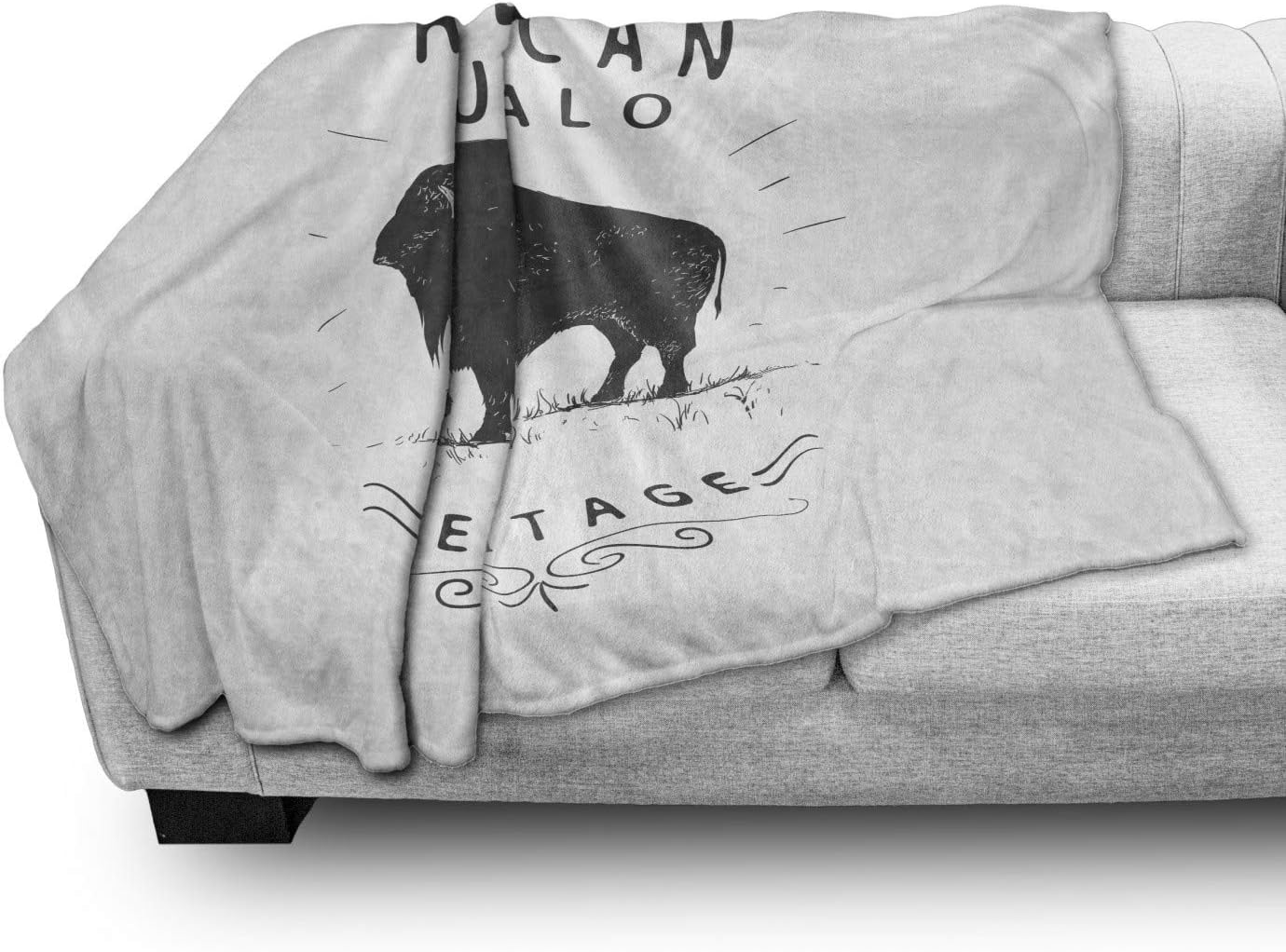 Ambesonne Buffalo Soft Flannel Fleece Throw Blanket, Heritage Animal American Bison Yellowstone National Park Plain Background, Cozy Plush for Indoor and Outdoor Use, 70" x 90", Charcoal Grey