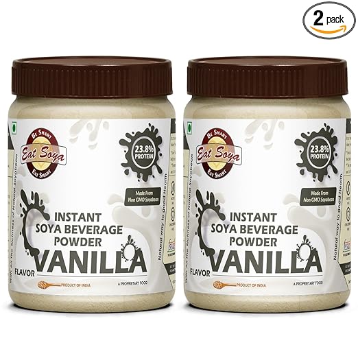 EAT SOYA LLP SOYA Drink Powder - 23.8% Protein - Vegan, Non GMO (Vanilla Flavored) Jar, 2 x 200 g