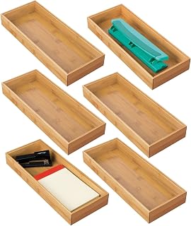 mDesign Desktop Storage Box - Versatile Wooden Drawer Box - Stackable Drawer Organi…