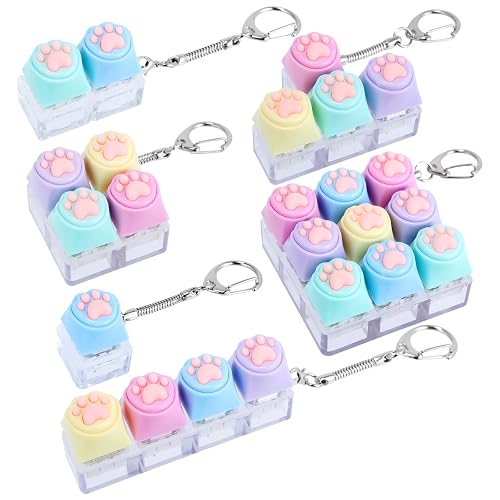 THLUSDY 6Pcs Keyboard Fidget Toy, Cute Keyboard Fidget Keychain, Clicker Fidget Toys Adults Teens for Work, Study, Travel, Ideal Stress Relief Gift