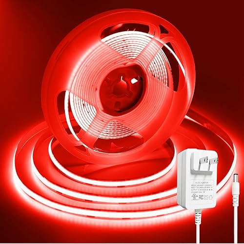 Miniatura 8 de Tira de luces LED COB de 12 V, blanco cálido, 3000 K, 16.5 pies/16.4 ft, CRI 93+ luces LED COB, 320 LED/M, tira de luces flexibles regulables para