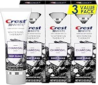 Crest 3D White Whitening Therapy Charcoal Deep Clean Toothpaste, Invigorating Mint, 3.5oz Pack of 3 – Fluoride Strengthens Enamel