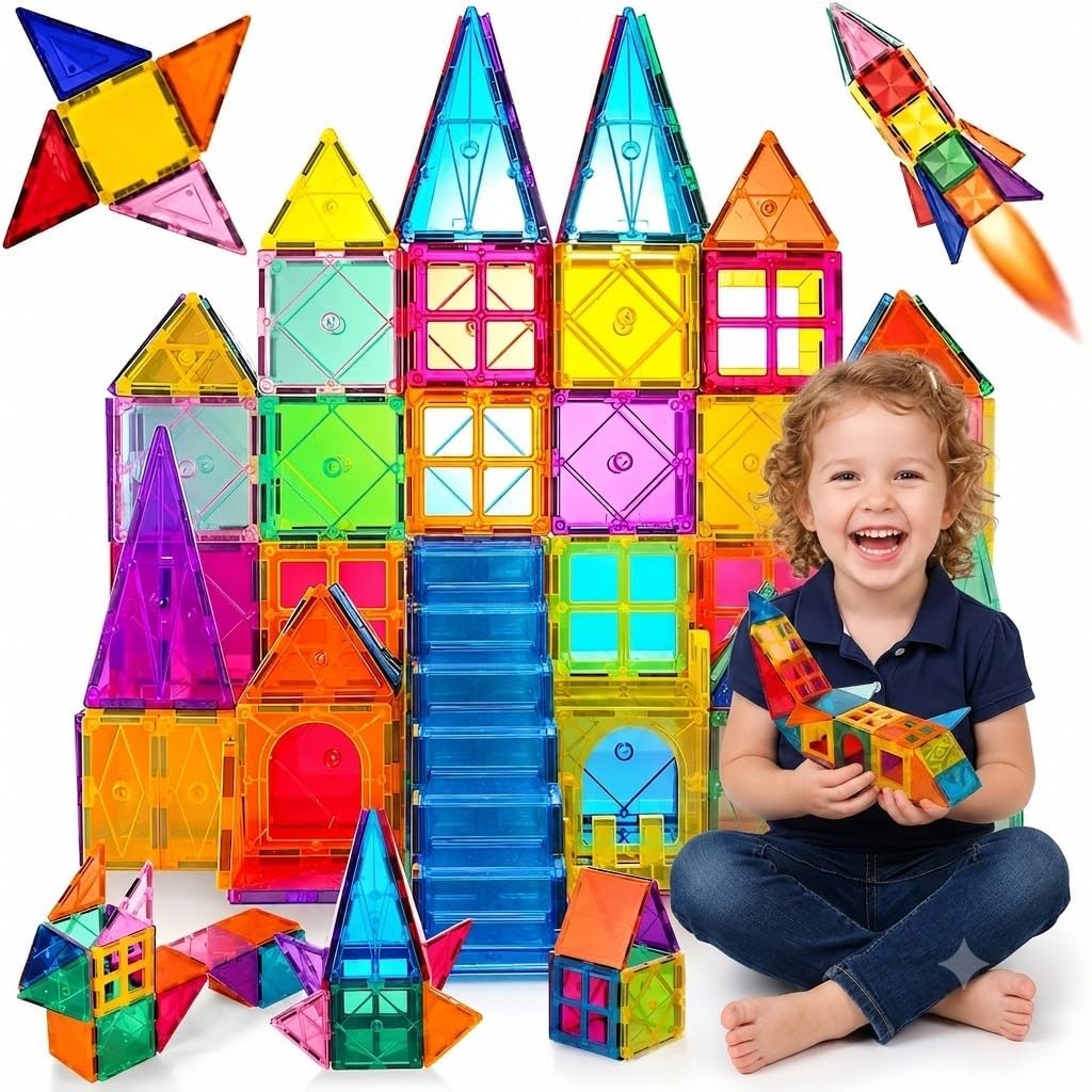 Sky Tech® Magnetic Tiles for Kids Magnetic Building Blocks for Kids 3 4 5 6 7 8 Yrs Constructing & Creative Learning Educational Brain Toys STEM Learning Kit Magnetic Toys (26 Pcs) — Amazon image 2