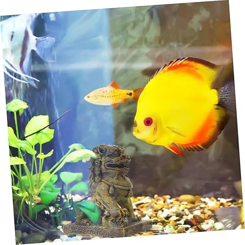 Miniatura 6 de Happyyami 2 piezas de adorno de león micro paisaje acuario decoración manualidades con diseño chino símbolo de fuerza y prosperidad para peceras y