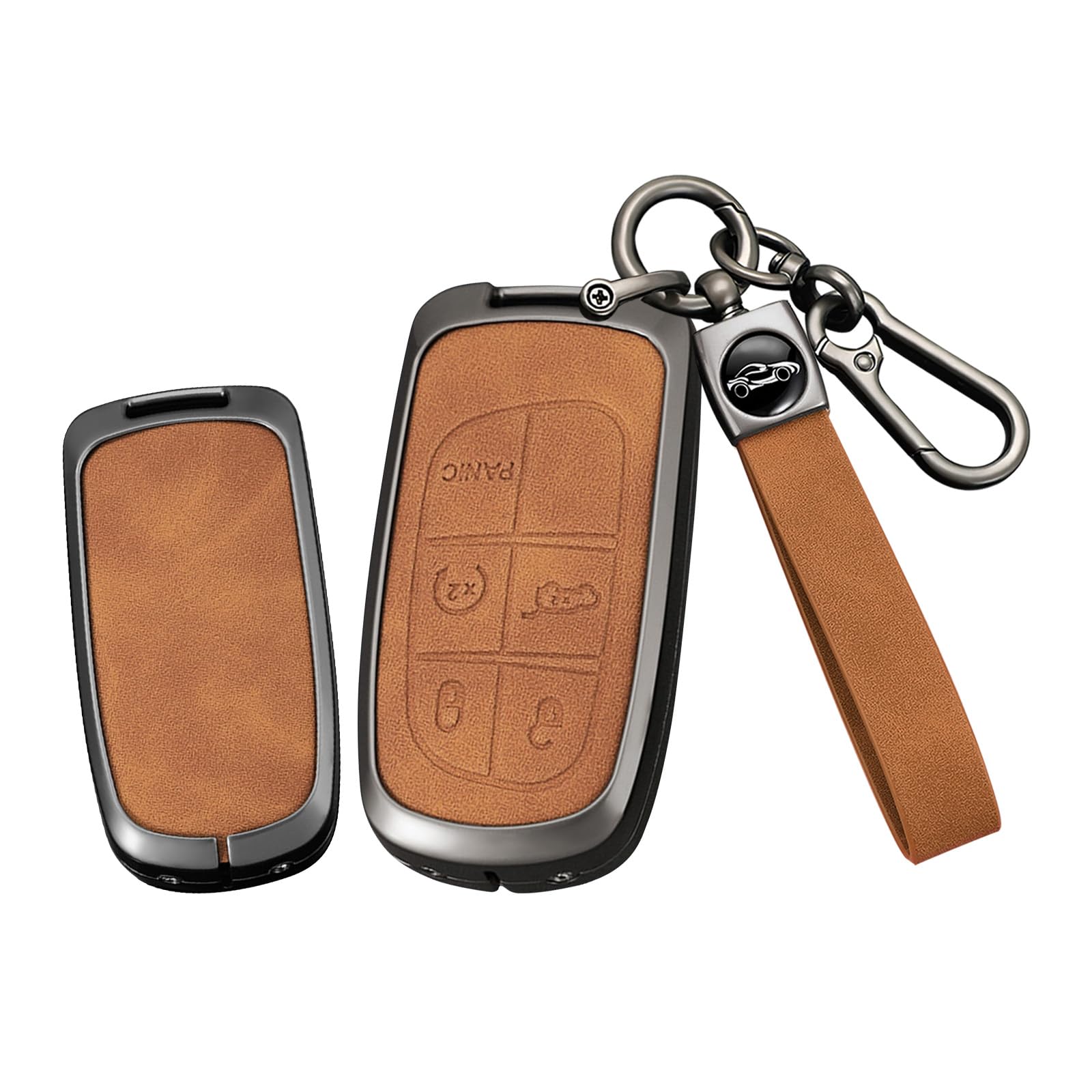 Protection de clé Jeep contre les chutes : coque marron 5 boutons robuste - 8