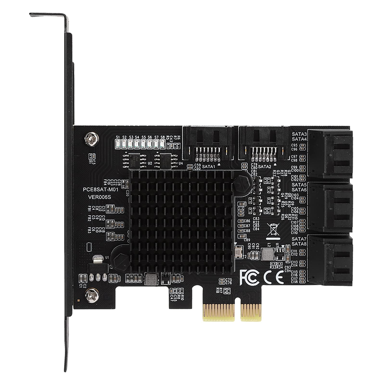 Annadue Tarjeta Pci Sata, Tarjeta de Expansión de 8 Puertos Pcie a Sata3.0 Tarjeta de Expansión del Controlador Sata Tarjeta de Expansión de Interfaz Sata3.0 para PC