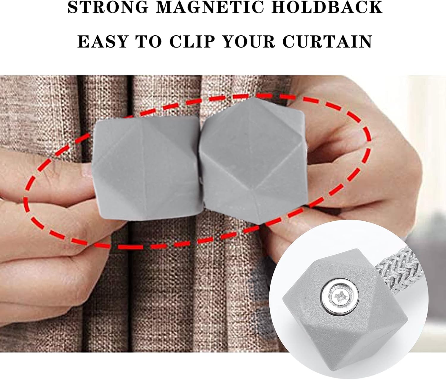 6 Pack Magnetic Curtain tiebacks, Decorative Magnetic Curtain Straps, no Tools Required, Convenient Window Treatment Holdbacks(Gray) : Home & Kitchen