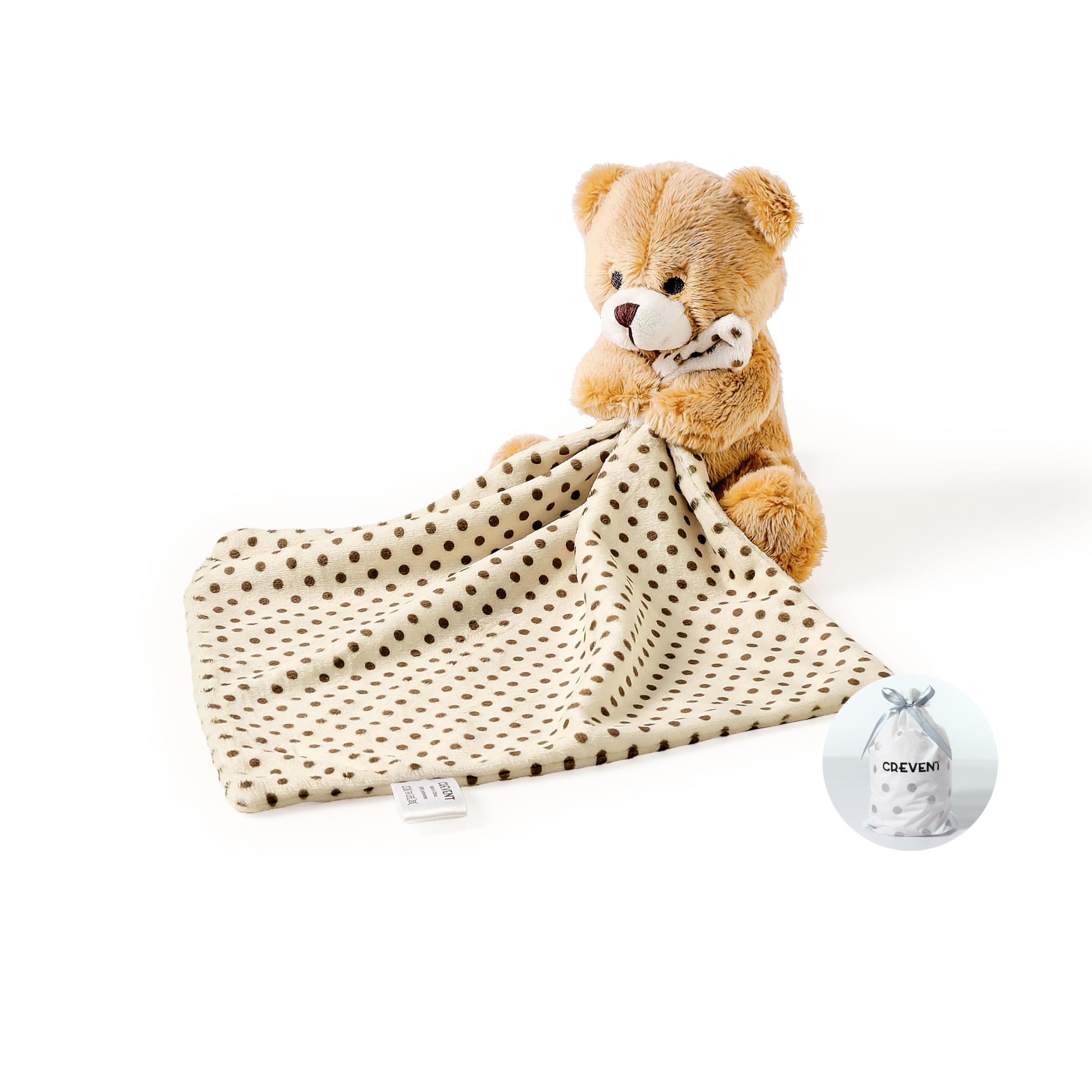 CREVENT Soft Plush Animal Face Security Blankets for Boys and Girls, Great Gifts for Birthday Baby Shower - Hugging Bear Brown