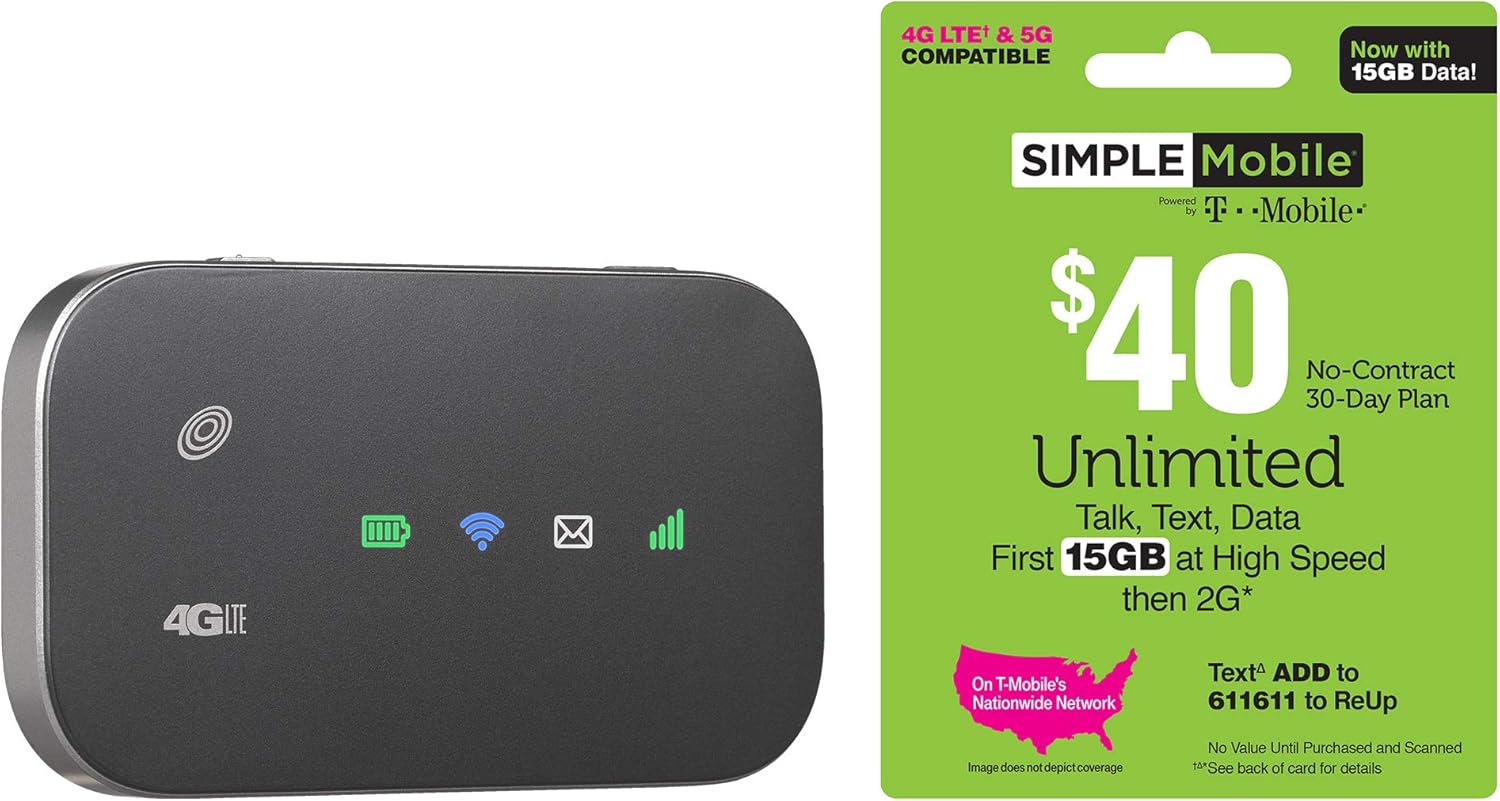Simple Mobile Hotspot with 15GB of Data for 30 Days of Service