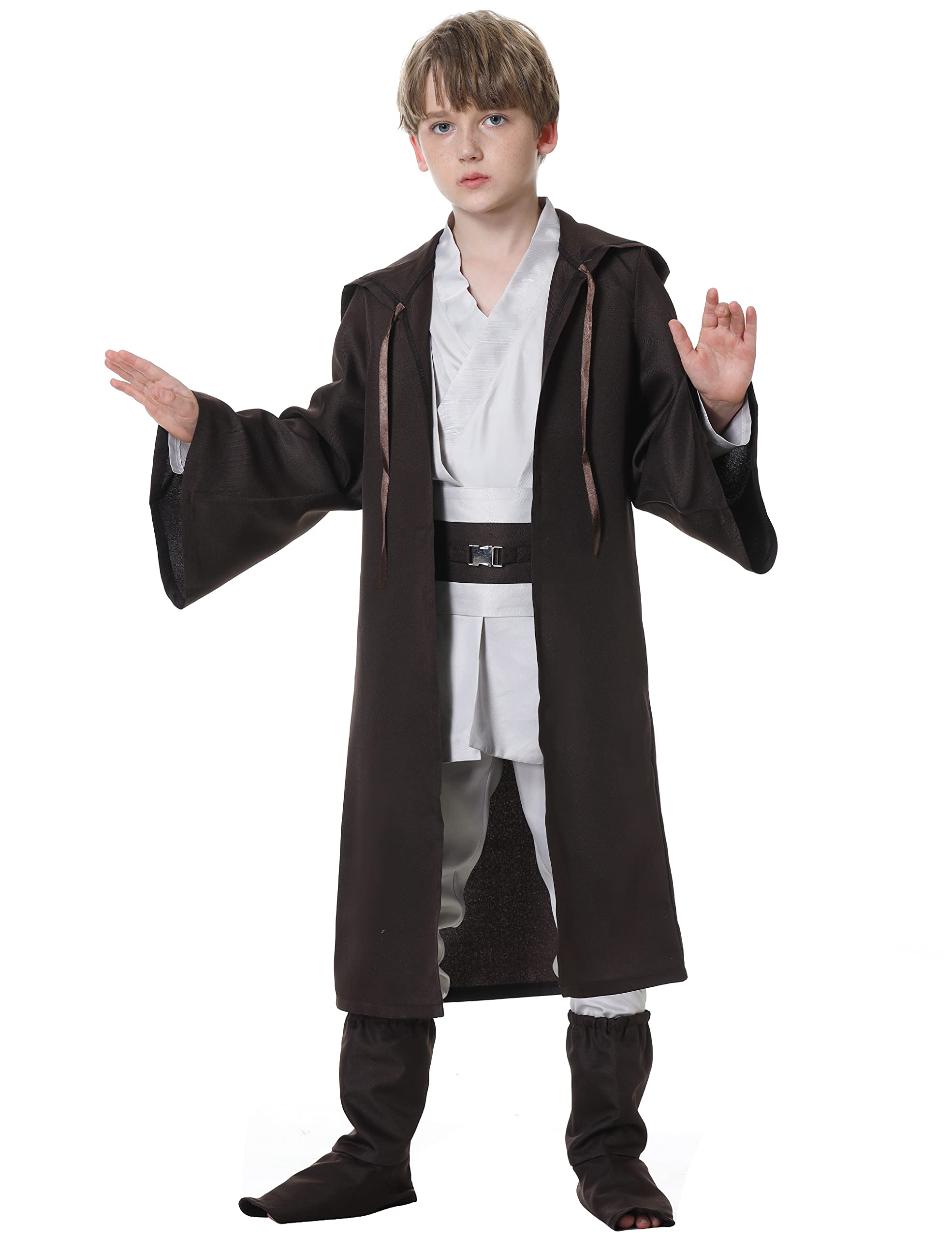 Poywuo Costume da Jedi Guerriero Cosplay per Bambini Travestimento da Guerriero Party Festa di Halloween per Ragazzo 5-12 anni