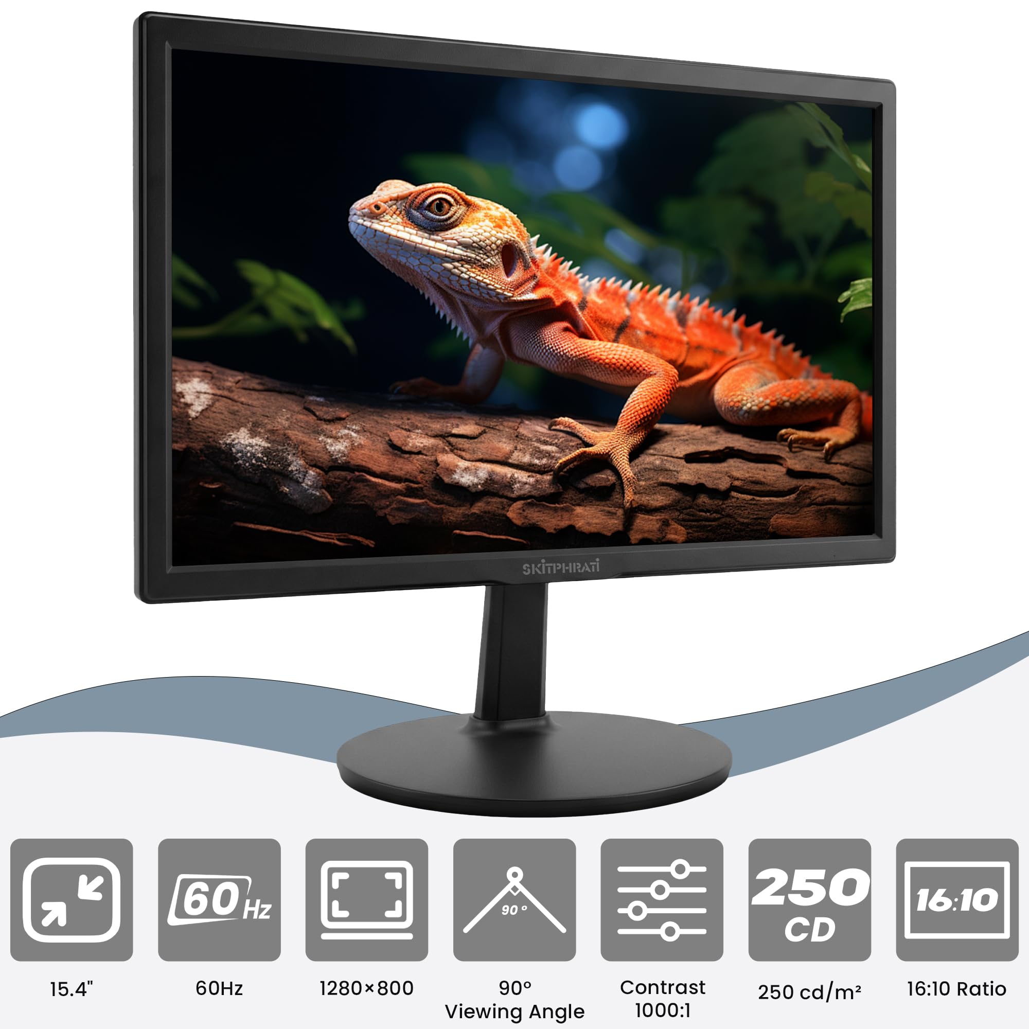 フル HD 液晶モニター スリム設計 軽量 デスクトップ PC 用 ディスプレイ Amazon.co.jp: SKitphrati 15.4インチ小型PCモニター、1280×800