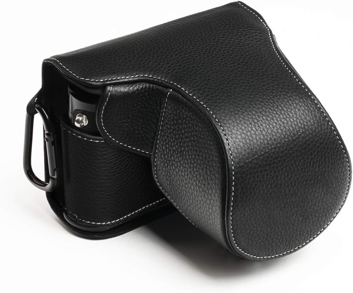 Leica Q2 Case, BolinUS Handmade Genuine Real Leather Full Camera Case Bag Cover for Leica Q2 Bottom Opening Version (Black)