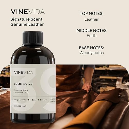 Miniatura 2 de VINEVIDA 4 onzas Aceite de fragancia de cuero genuino para fabricación de velas, aroma de velas hecho en Estados Unidos para fabricación de velas,
