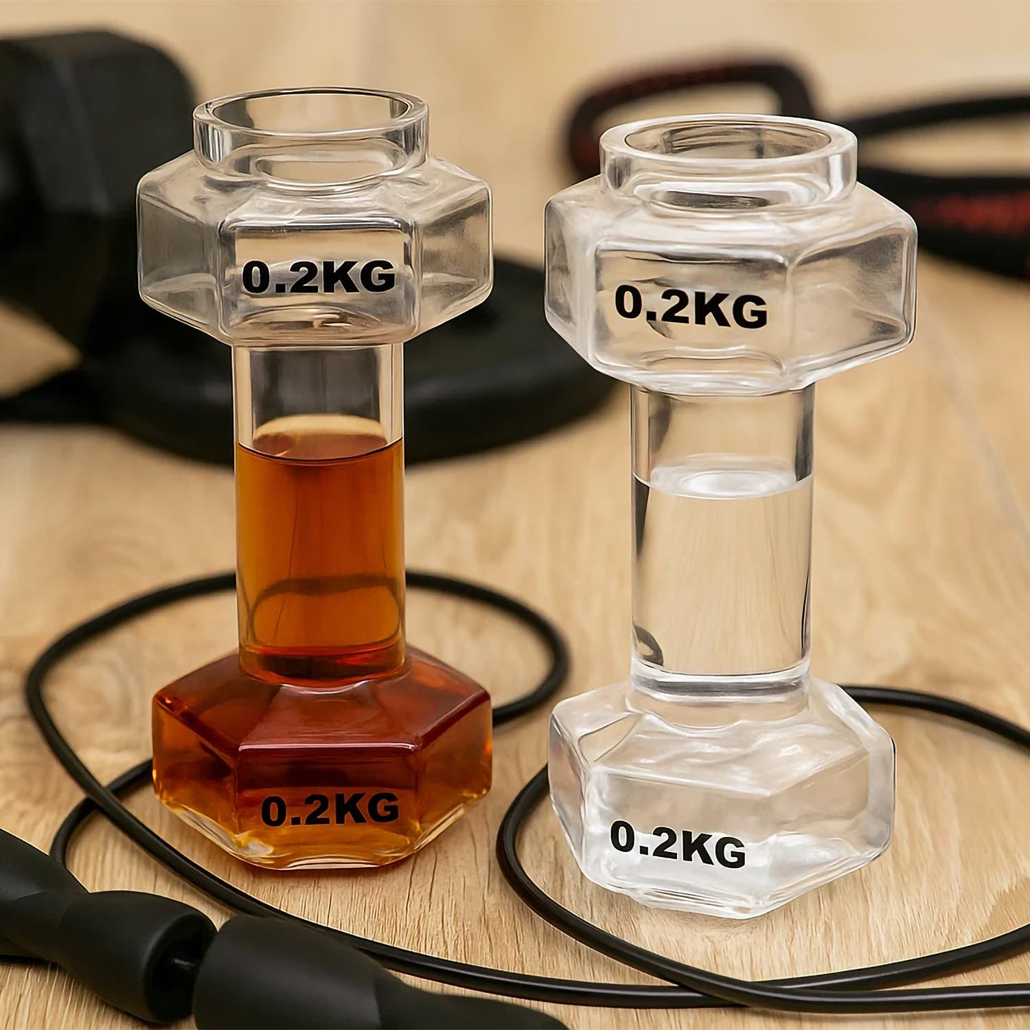 CKB LTD Kieliszki do hantli – zestaw 2 nowatorskich kieliszków do wódki, napojów spirytusowych i tequili, zabawny prezent fitness dla mężczyzn, miłośników siłowni i wieczorów imprezowych, 60 ml