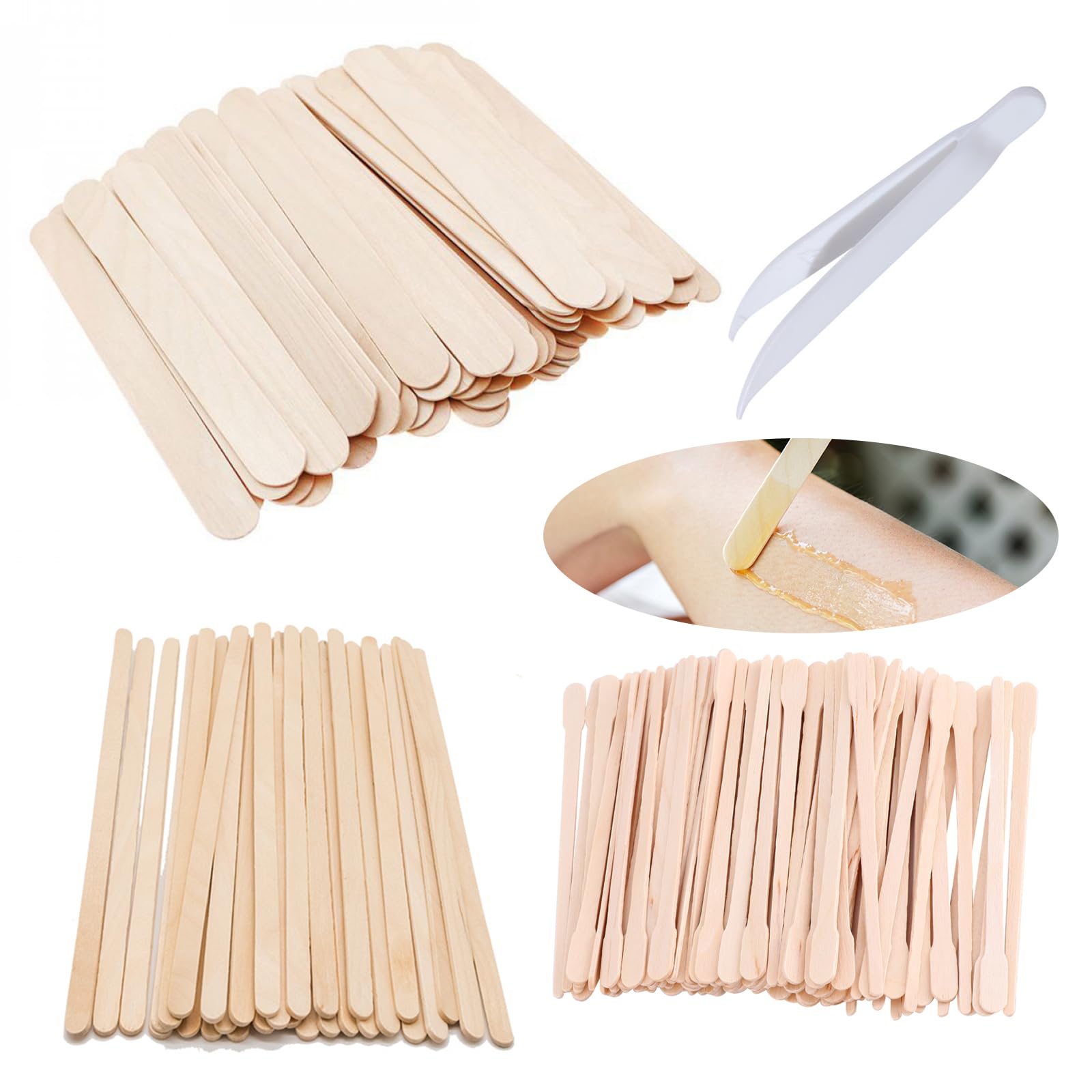 Spatule Cire Epilation, Spatule Bois Epilation, Baton Epilation Cire, Baton Cire Epilation, Spatule Bois pour Cire, 250 Pièces Bâtons de Cire, pour Épilation Sourcils Lèvres Corps, 3 Tailles