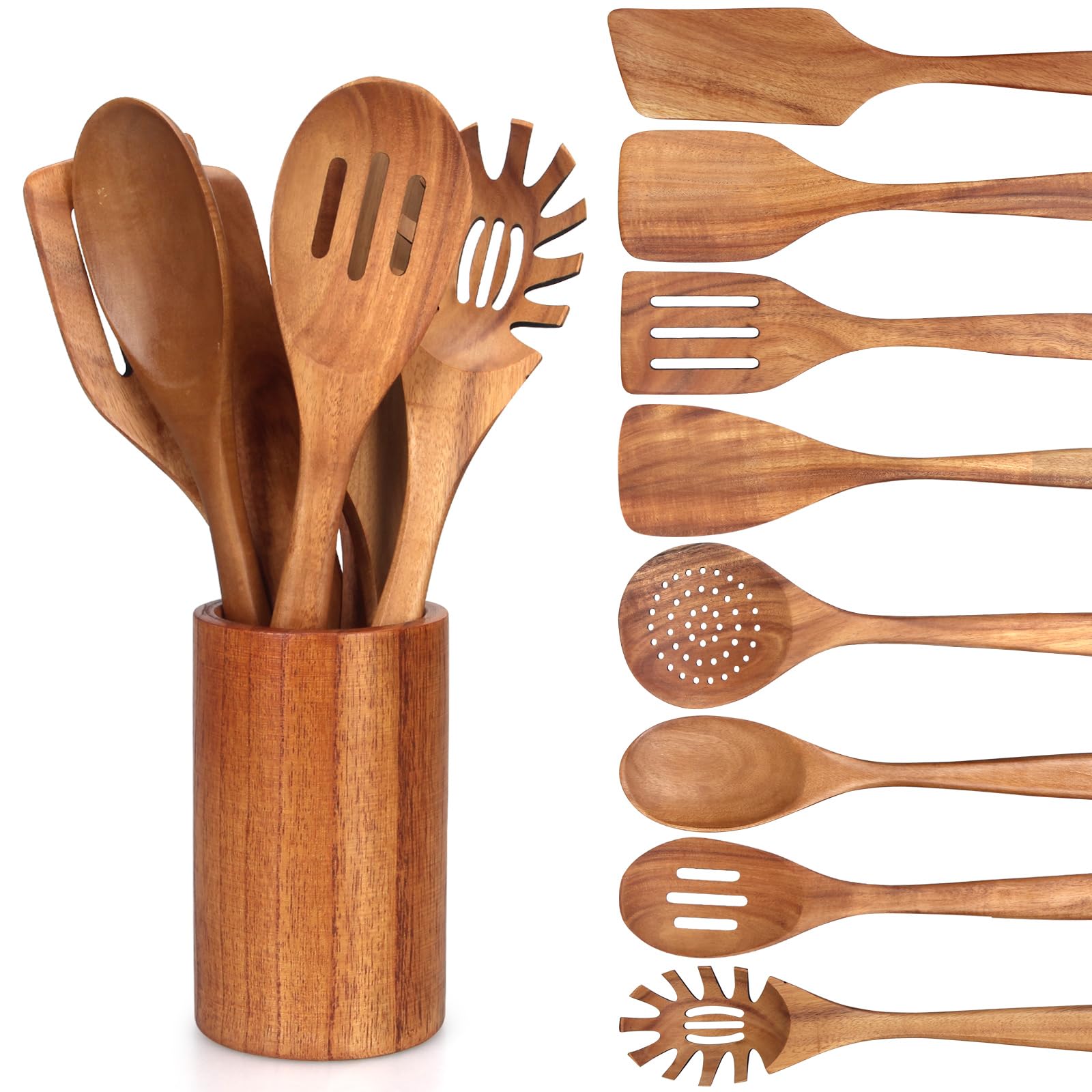 Renawe 9 Pcs Wooden Spoons for Cooking Utensils
