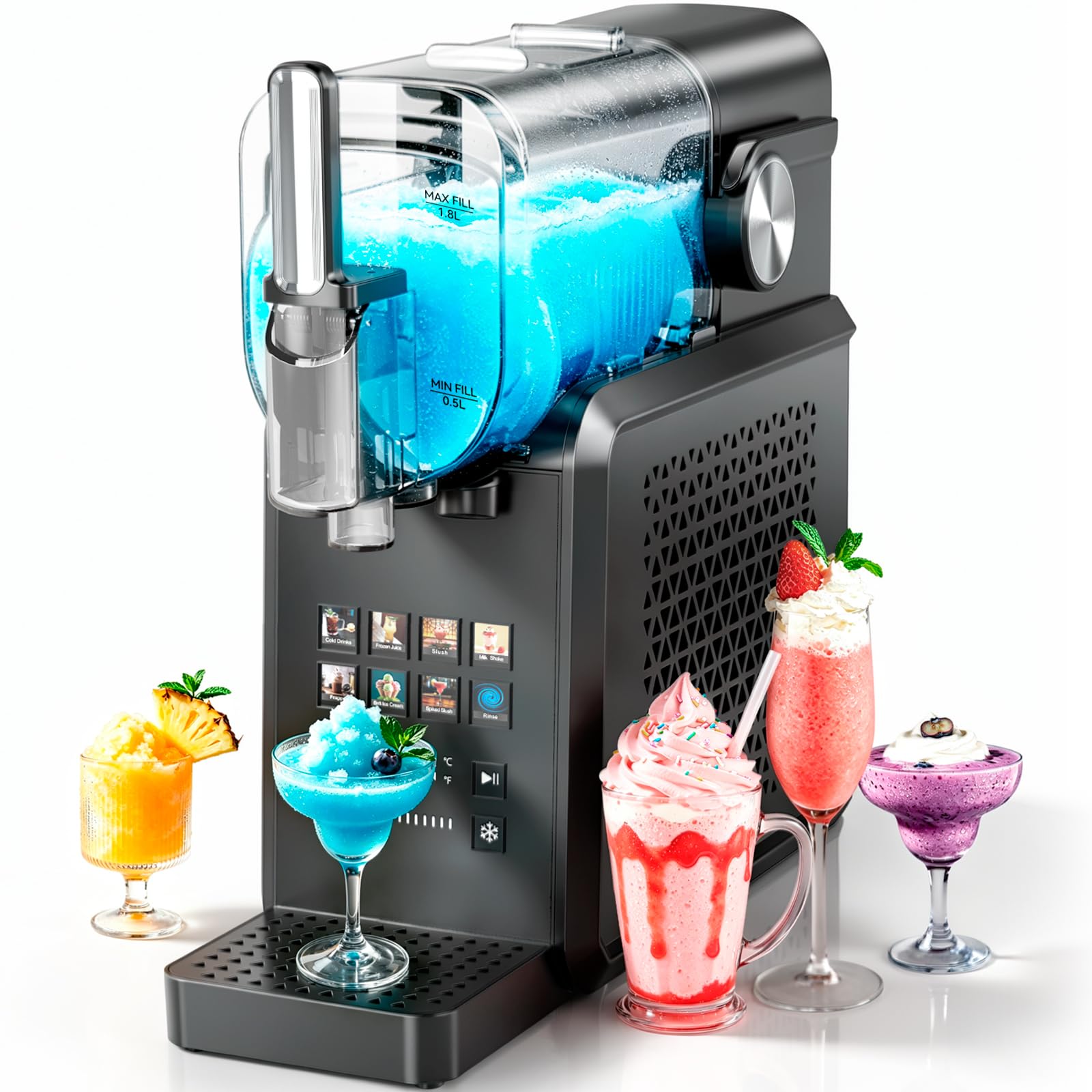 Machine à Granité, 2.6L Machine à Granita, Slush Machine sans Glace, 8 Programmes, Écran Tactile, Auto-Nettoyage, Silencieux, Machine à Glace pour Boisson Givrée Crème Glacée Cocktail Milkshake Frappé