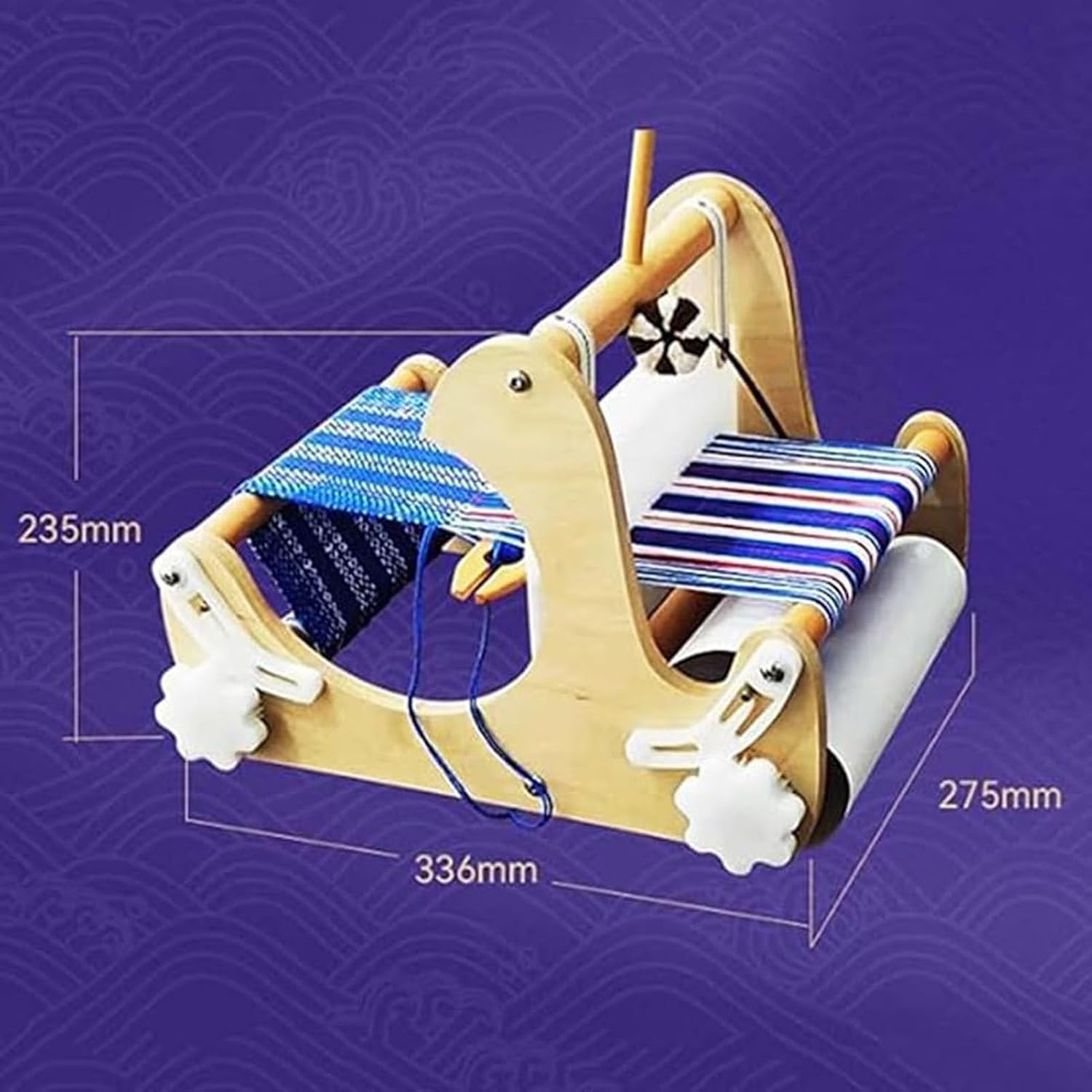 SICWEDIM Wooden Weaving Loom Kit, DIY Hand-Knitting Weaving Machine, Weaving Frame Loom with Mixed Yarns Weaving Width 20 cm, Knitter for Kids Adults Beginners