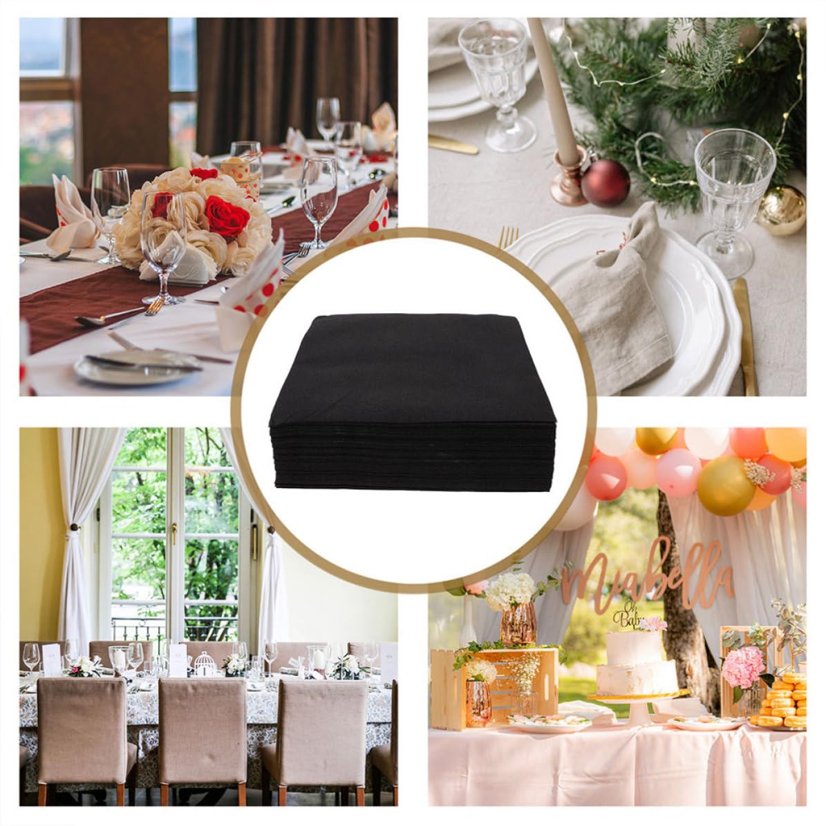 VICASKY Servilletas de Papel Negro Desechables para Fiesta y Cena, Diseño Grueso y Absorbente, Paquete de 100 Unidades para Entretenimiento Diario y Eventos Elegantes