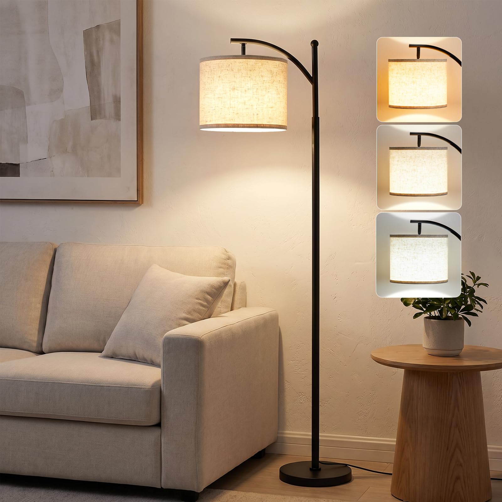 PreeOtti Stehlampe Wohnzimmer, Moderne Stehleuchte mit 3 Farbtemperaturen