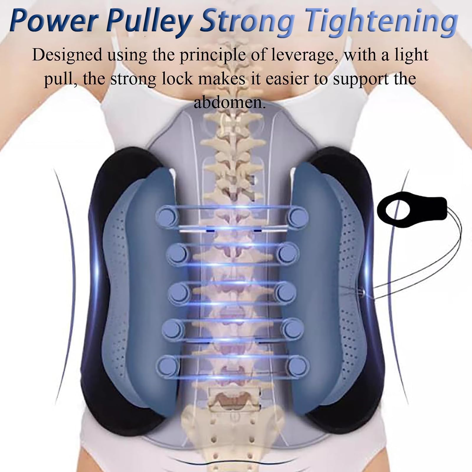 Cintura di supporto lombare, tutore posteriore regolabile con anello per il controllo della tenuta, tessuto leggero e traspirante per alleviare il dolore e decompressione bionica
