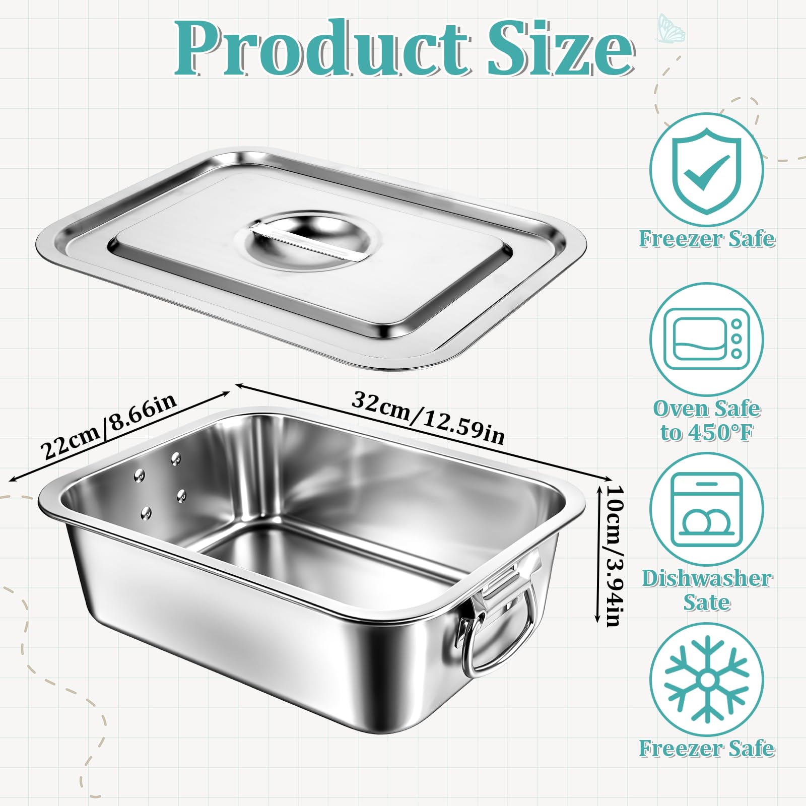 4 Inch Deep Lasagna Pan - Stainless Steel -2 4 Inch Deep Lasagna Pan - Stainless Steel -2