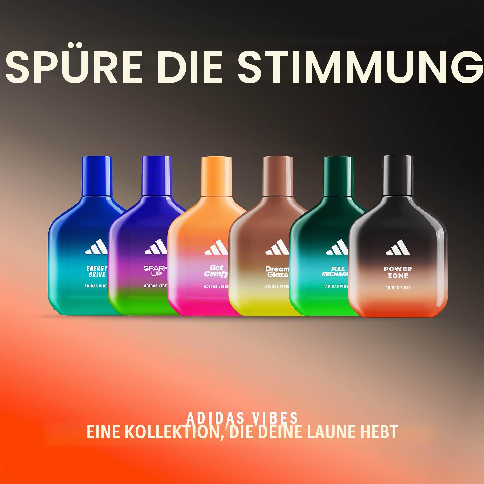 adidas Vibes Power Zone Unisex Eau de Parfum | Langanhaltender sportlicher würziger bernsteinfarbener Duft, Noten von Oud und Pflaumennektar, weckt die Sinne